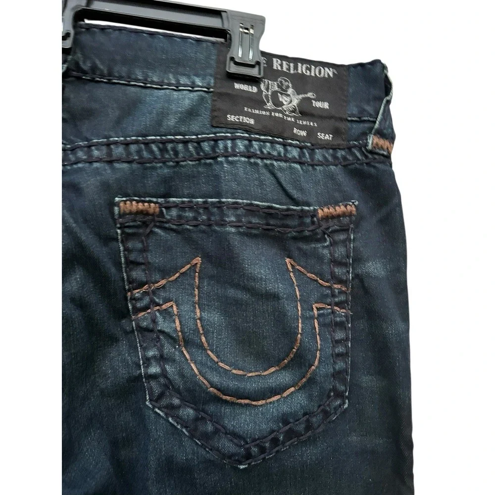 True Religion Rocco Relaxed Skinny Jeans Mens 36x33 Dark Wash Blue Denim